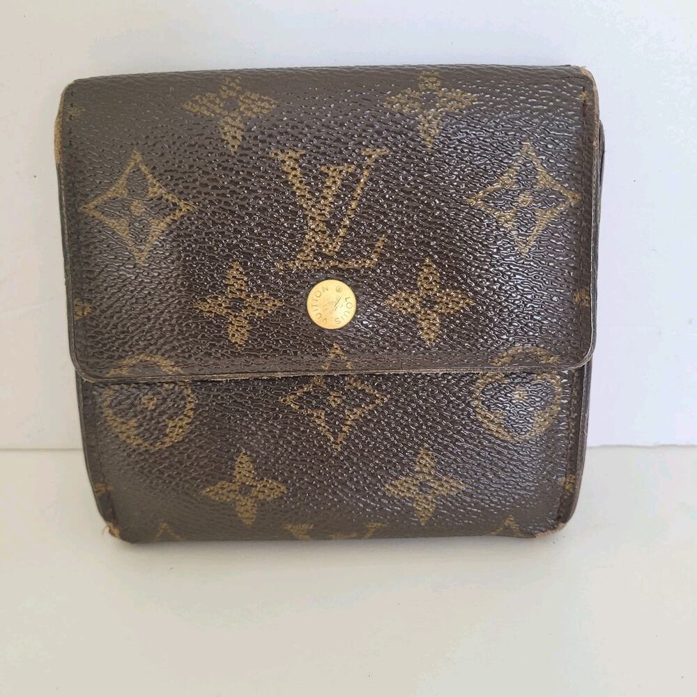 LOUIS VUITTON LV Vintage 1996 Monogram Leather Wallet Brown Medium Trifold Elise